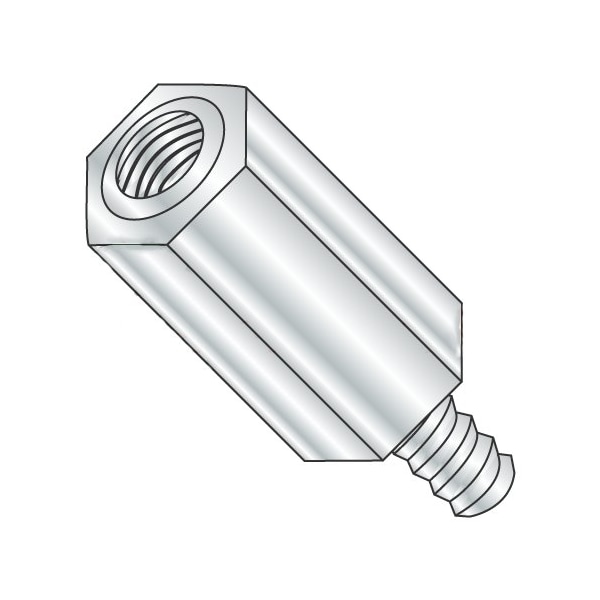 Newport Fasteners Hex Standoff, #6-32 Thrd Sz, Brass Nickel Plated, 1/4" Hex W, 500 PK 906109 - main